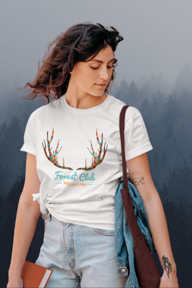 Forest Club Printed T-Shirt For Women - WowWaves