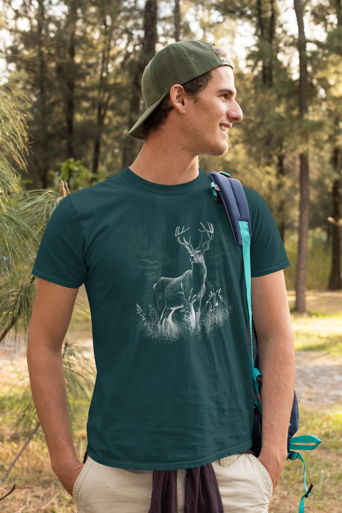 Nature Graceful Deer Printed T-Shirt For Men - WowWaves - 5