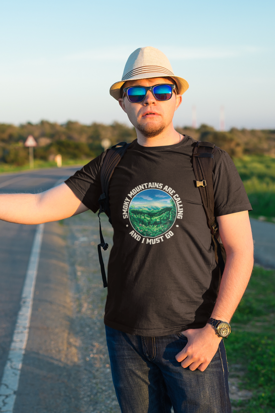 Smoky Mountains Are Calling Printed T-Shirt For Men - WowWaves