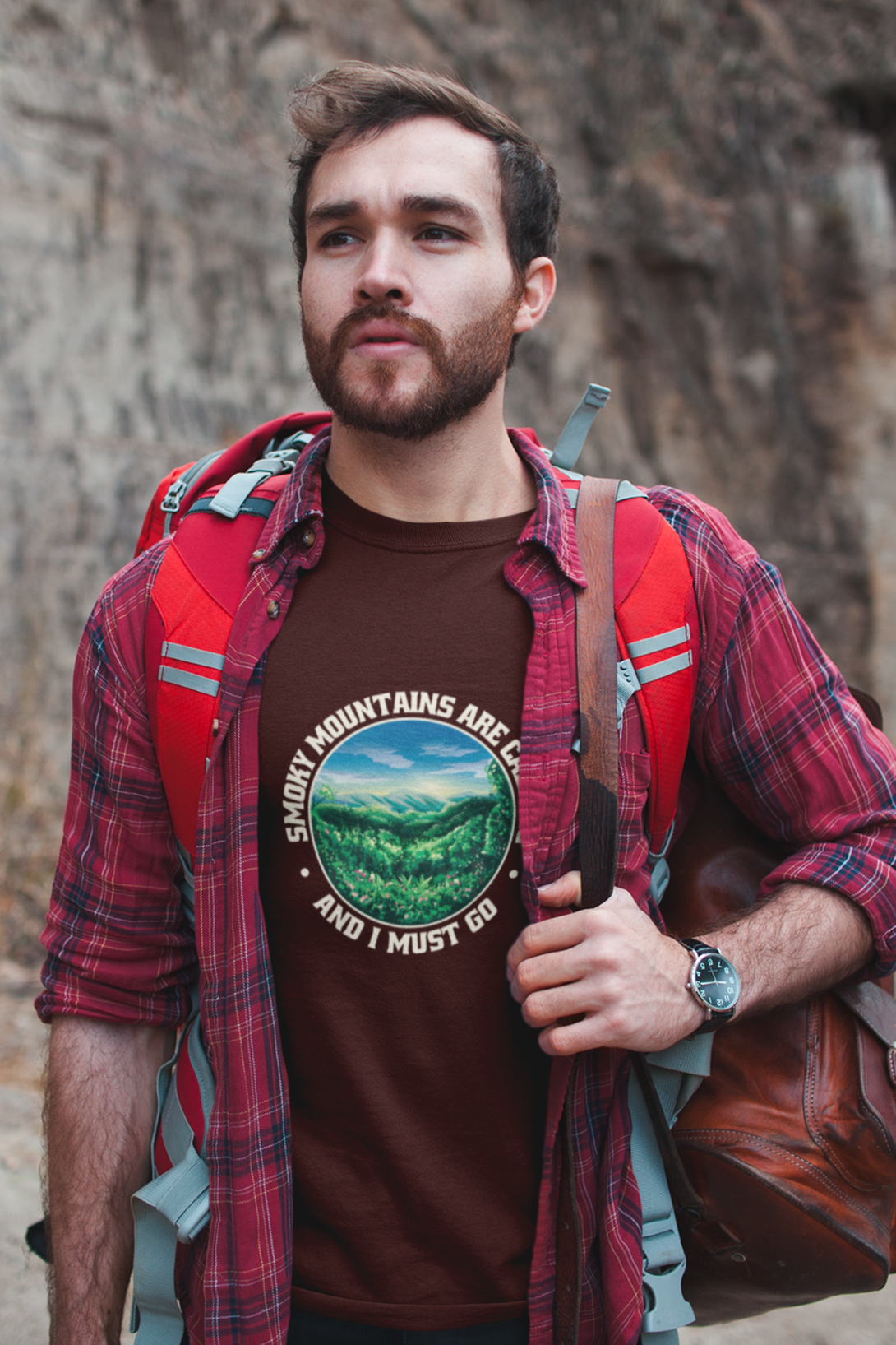 Smoky Mountains Are Calling Printed T-Shirt For Men - WowWaves - 3