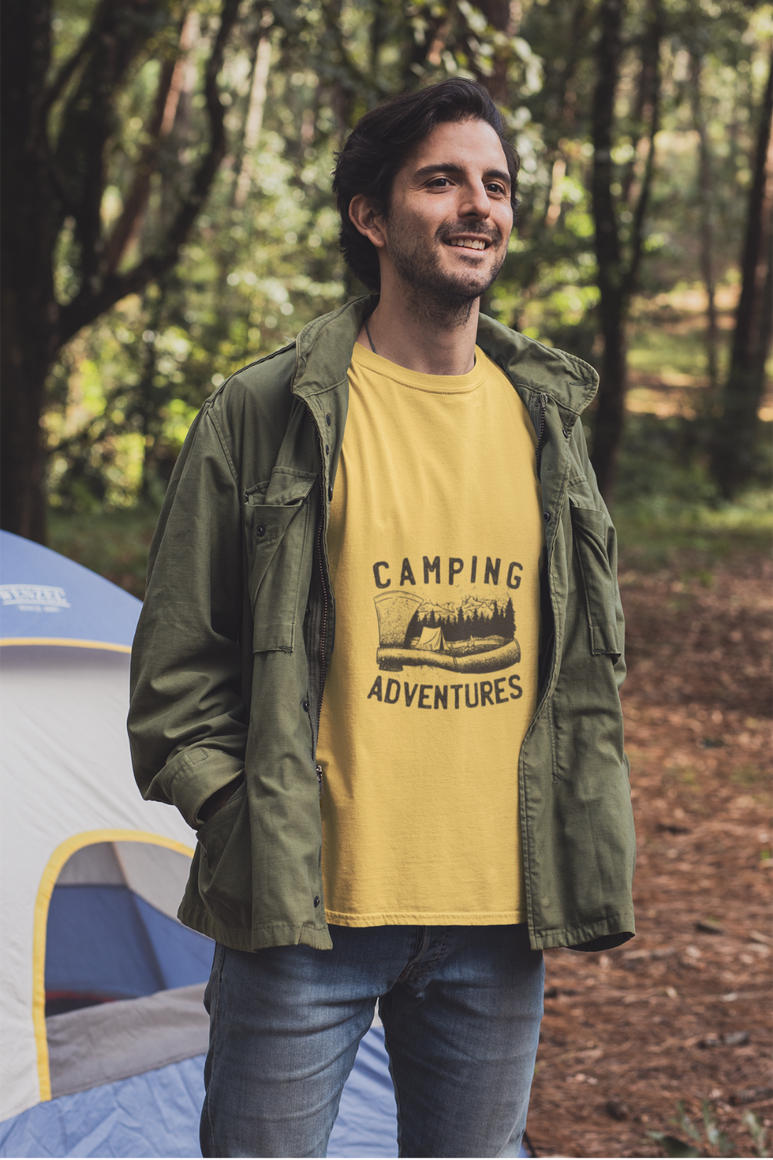 Camping Adventures Printed T-Shirt For Men - WowWaves