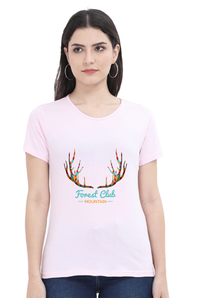 Forest Club Printed Scoop Neck T-Shirt For Women - WowWaves - 8