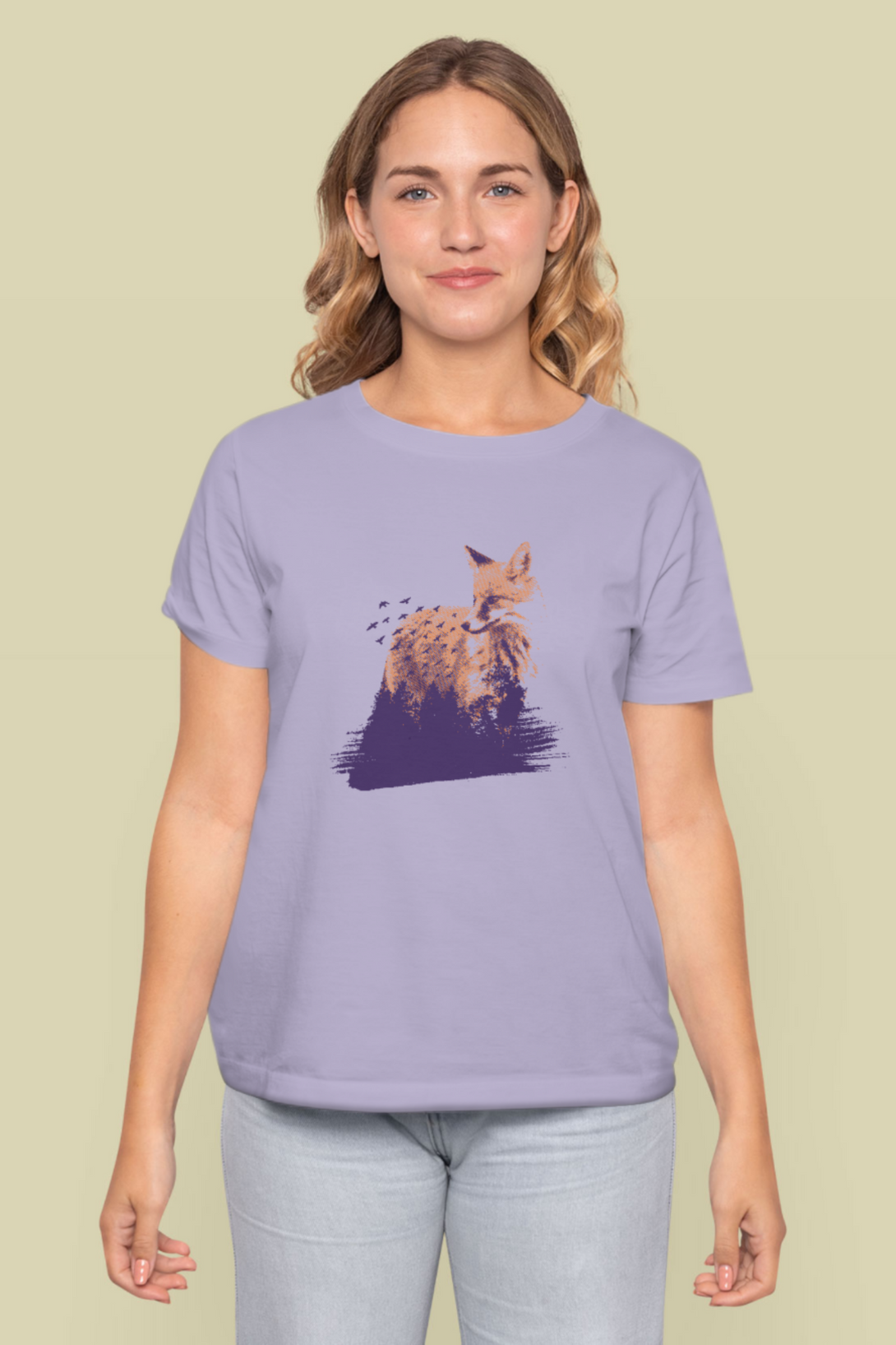 Forest Fox Printed T-Shirt For Women - WowWaves - 11