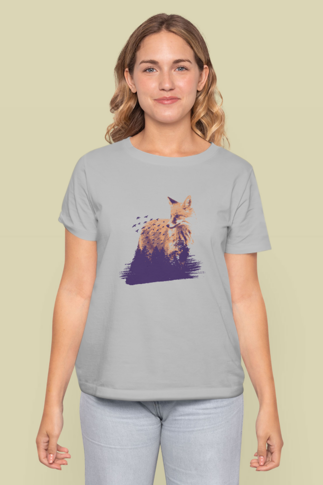 Forest Fox Printed T-Shirt For Women - WowWaves - 7