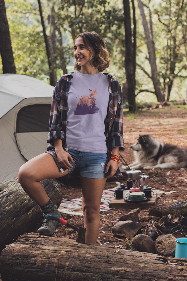 Forest Fox Printed T-Shirt For Women - WowWaves