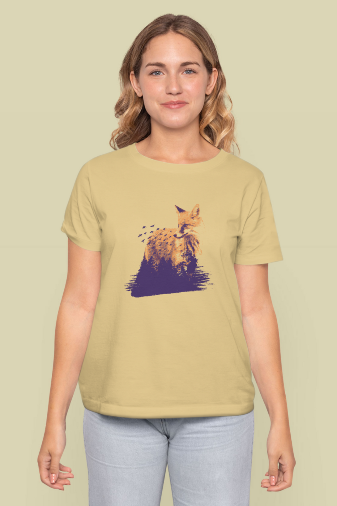 Forest Fox Printed T-Shirt For Women - WowWaves - 9