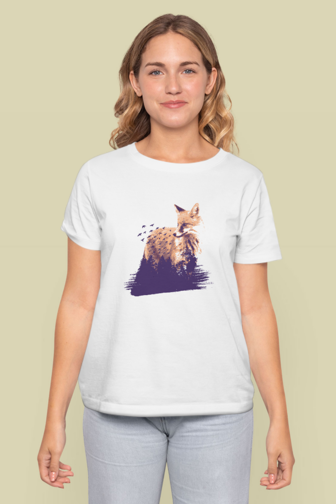 Forest Fox Printed T-Shirt For Women - WowWaves - 8
