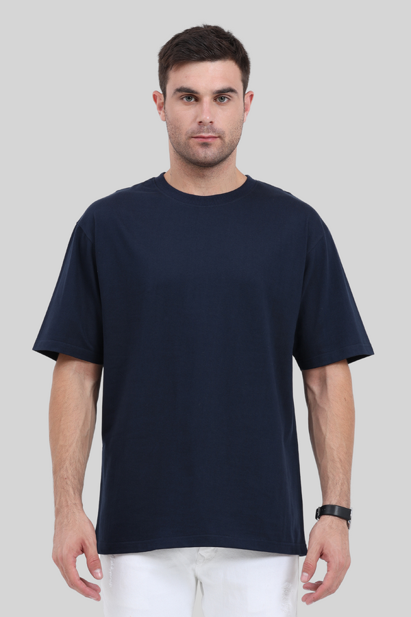 Navy Blue Oversized T-Shirt For Men - WowWaves
