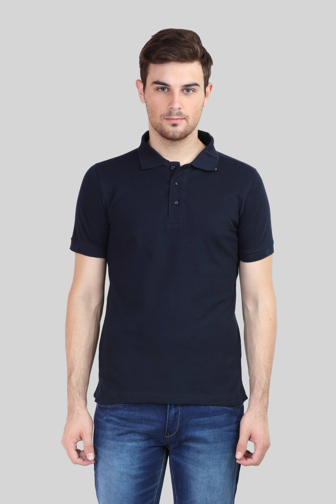 Navy Blue Polo T-Shirt For Men - WowWaves - 1