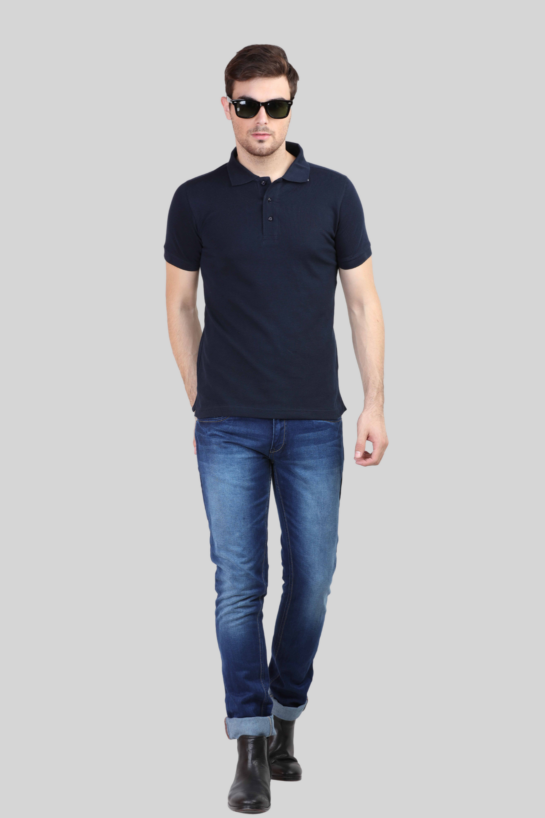 Navy Blue Polo T-Shirt For Men - WowWaves - 8