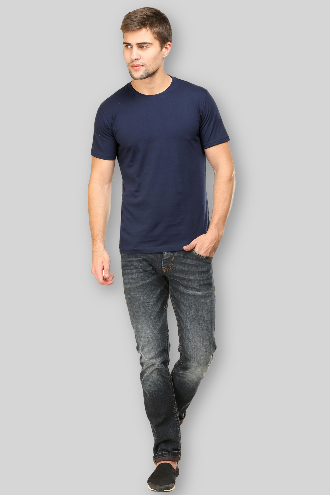 Navy Blue T-Shirt For Men - WowWaves - 1