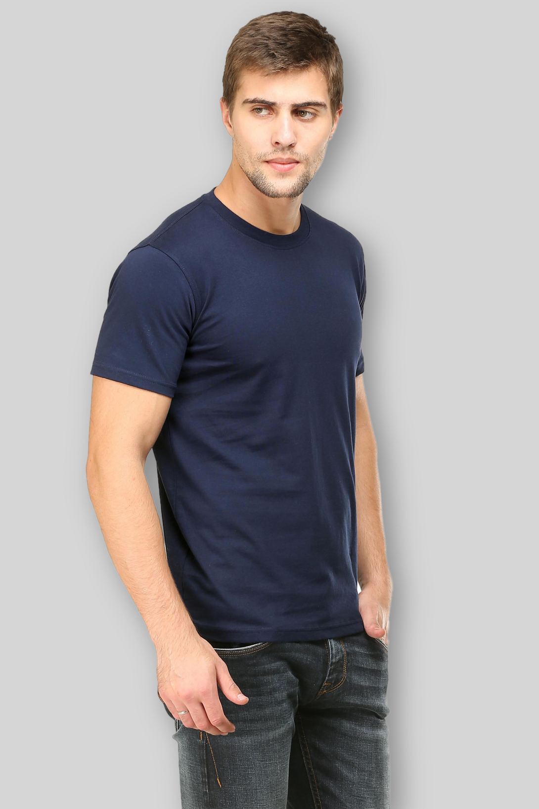 Navy Blue T-Shirt For Men - WowWaves - 2