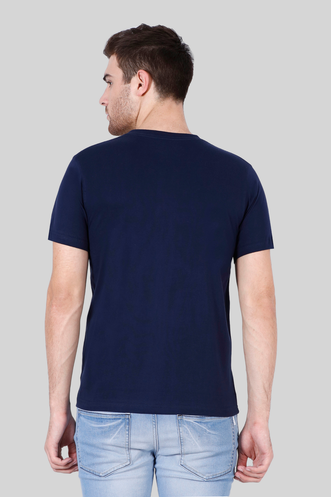 Navy Blue V Neck T-Shirt For Men - WowWaves - 9