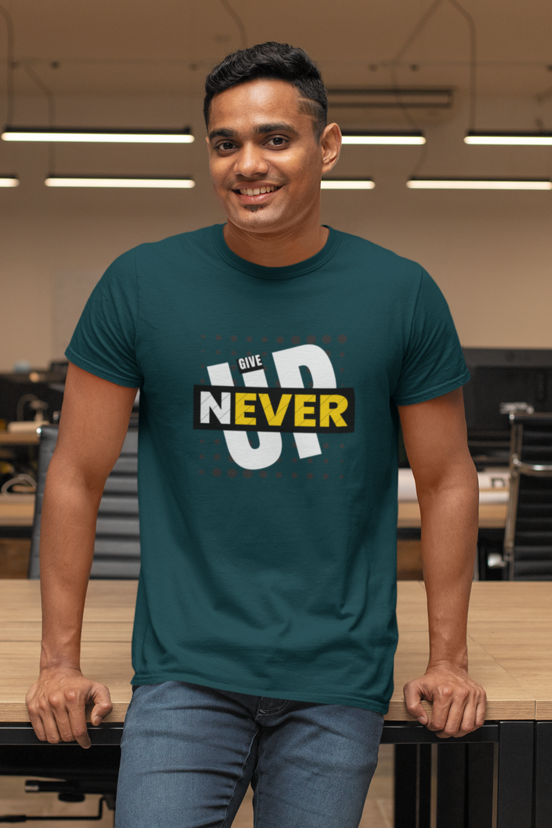 Never Give Up Printed T-Shirt For Men - WowWaves - 8