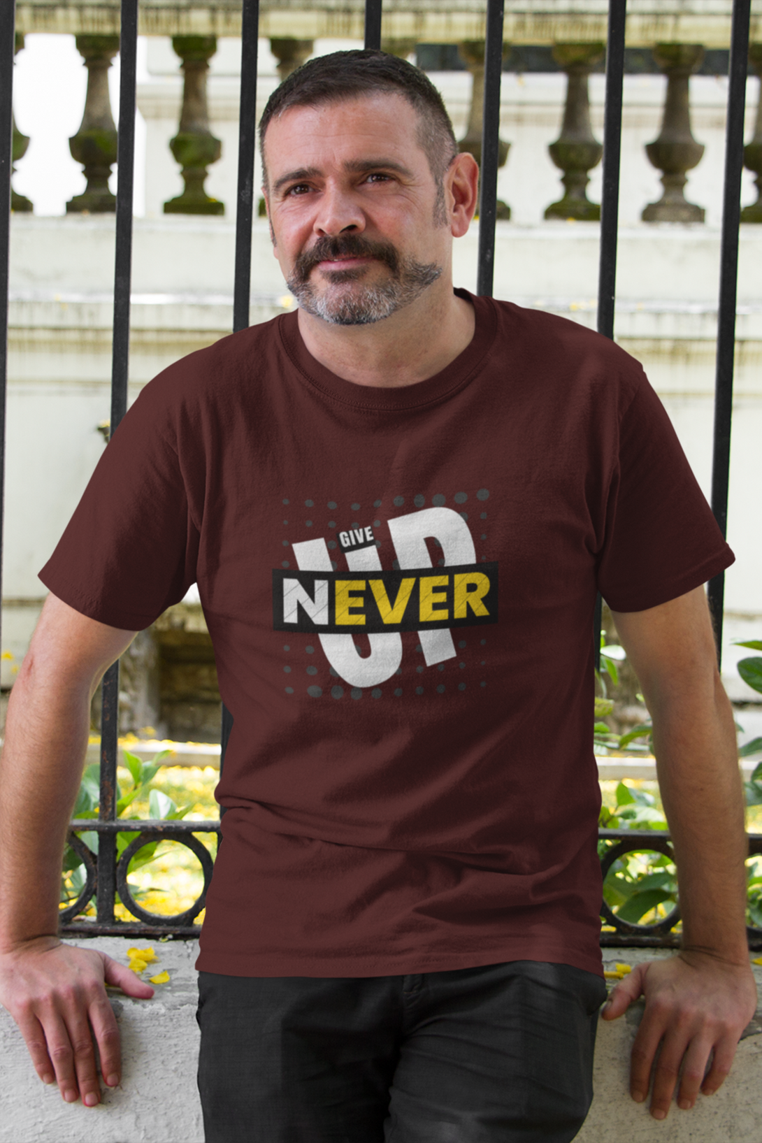 Never Give Up Printed T-Shirt For Men - WowWaves - 4