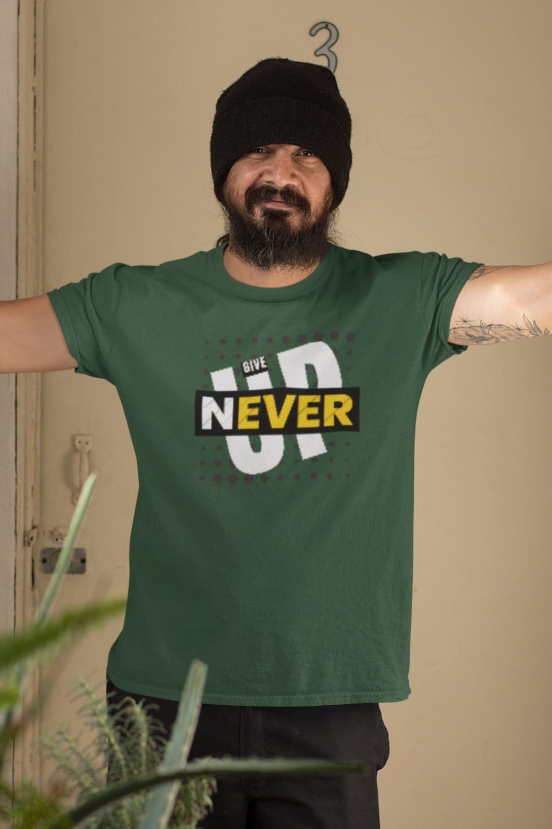 Never Give Up Printed T-Shirt For Men - WowWaves - 5
