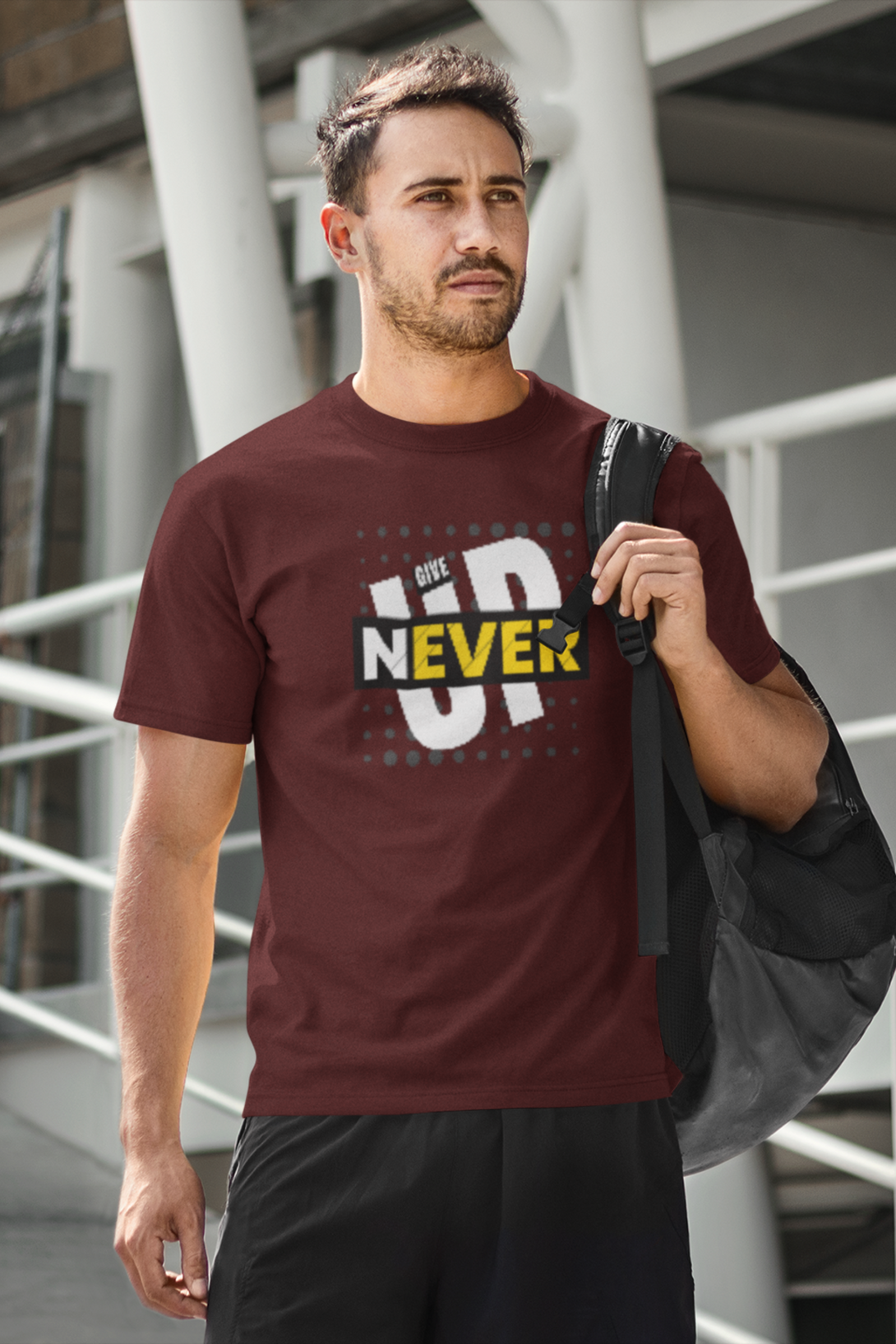 Never Give Up Printed T-Shirt For Men - WowWaves - 6