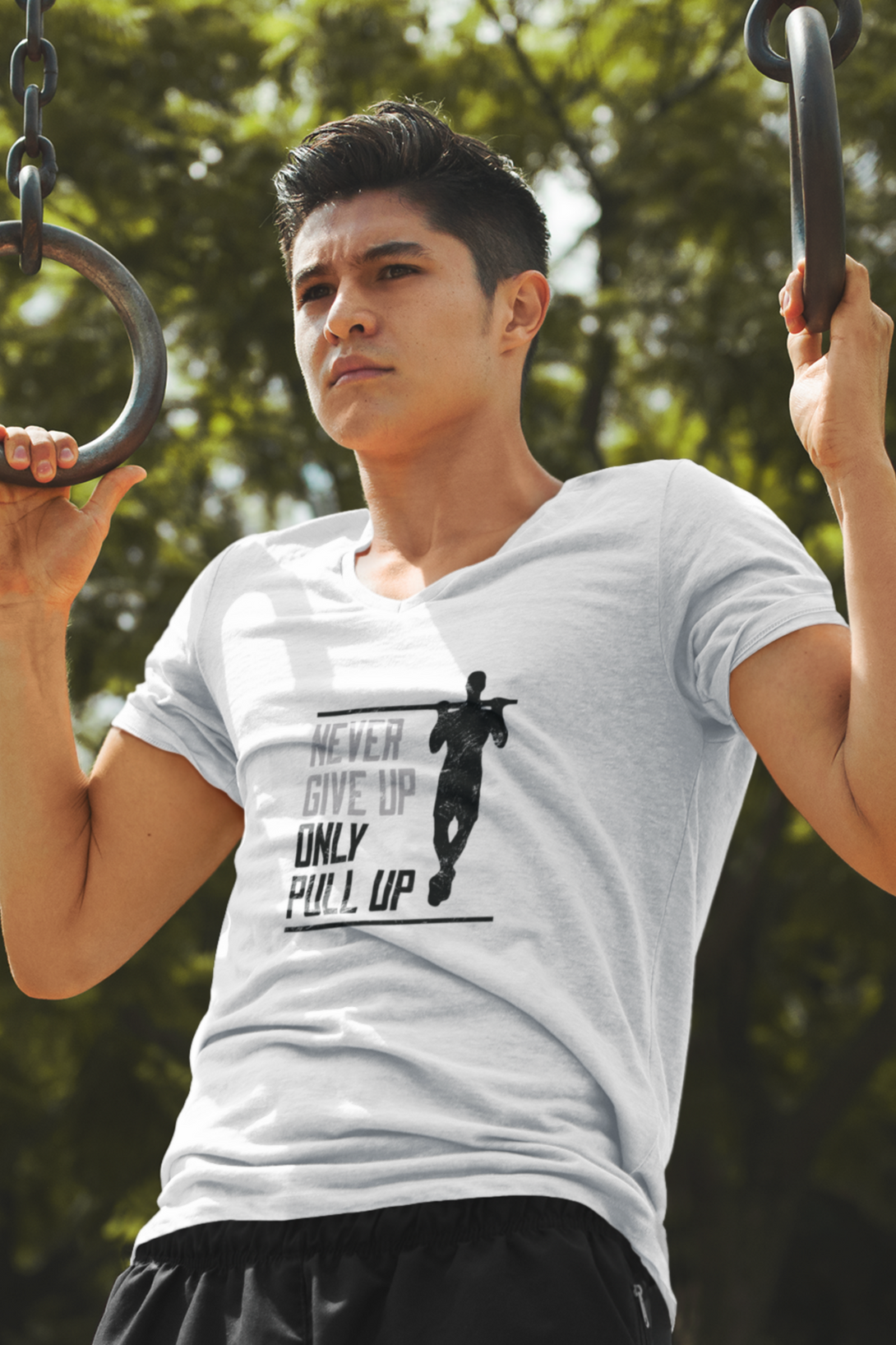 Never Give Up Only Pull Up Printed T-Shirt For Men - WowWaves - 6