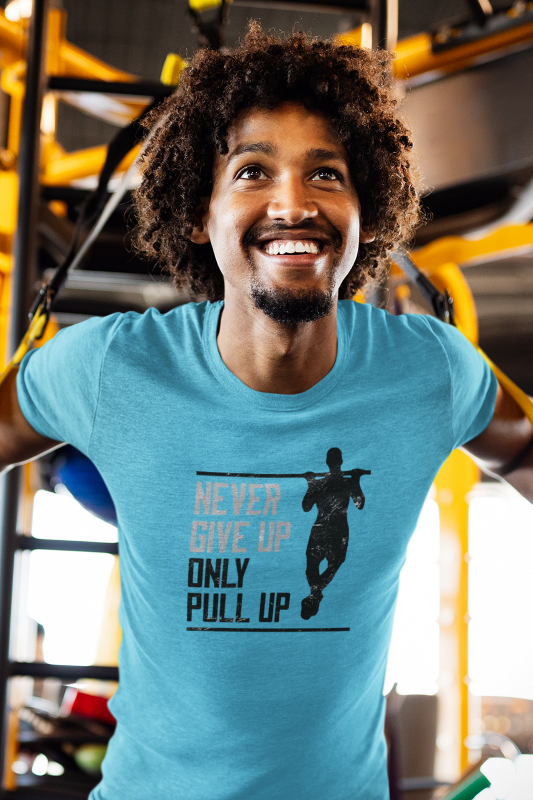 Never Give Up Only Pull Up Printed T-Shirt For Men - WowWaves - 4