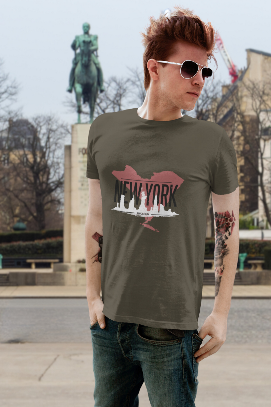 New York Skyline Printed T-Shirt For Men - WowWaves - 3