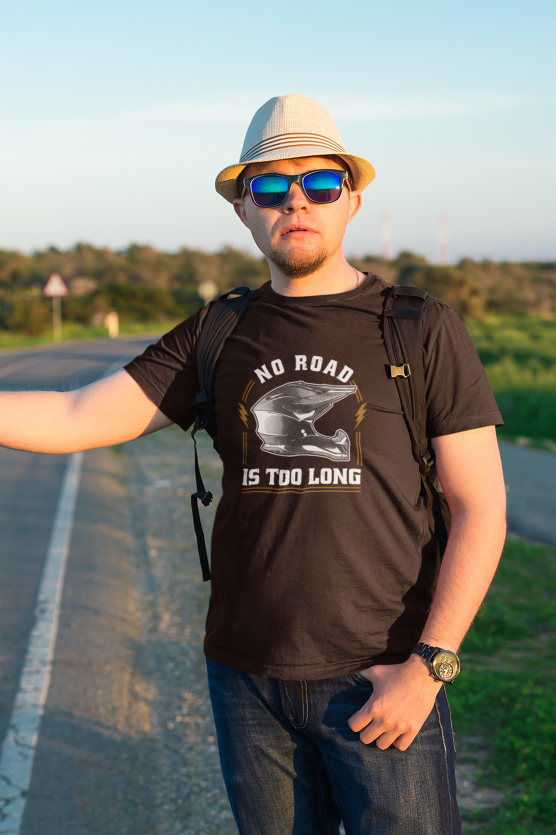 No Road Is Too Long Printed T-Shirt For Men - WowWaves - 8