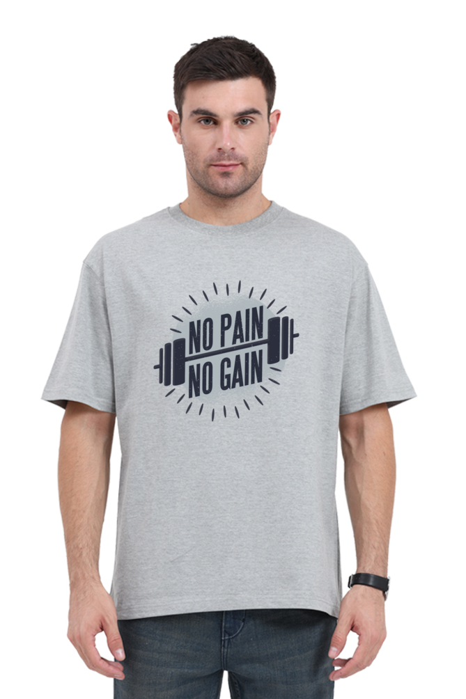 No Pain No Gain Printed Oversized T-Shirt For Men - WowWaves - 8