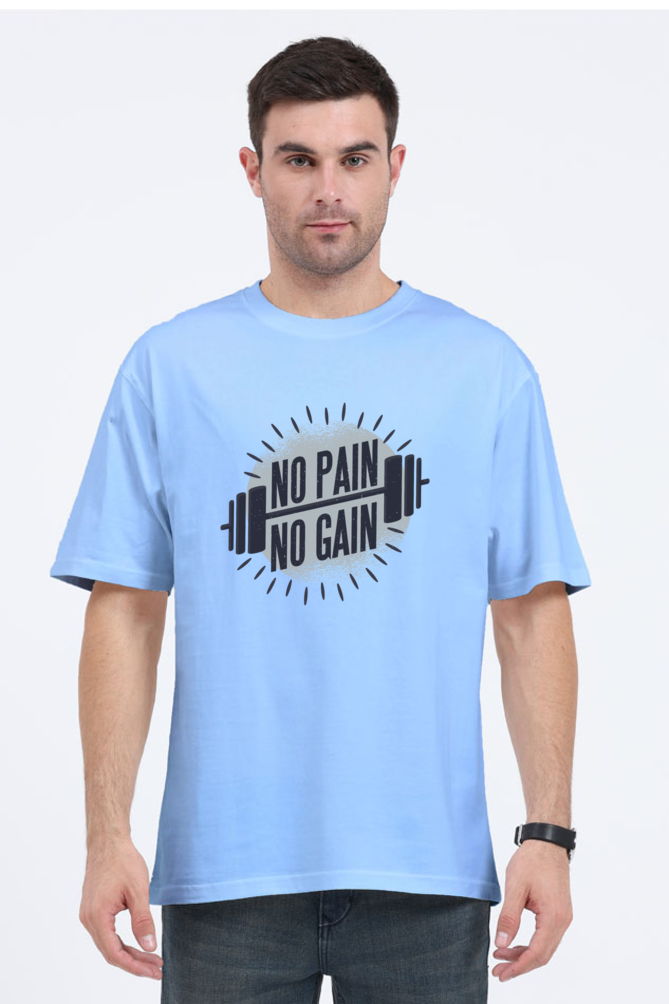 No Pain No Gain Printed Oversized T-Shirt For Men - WowWaves - 9