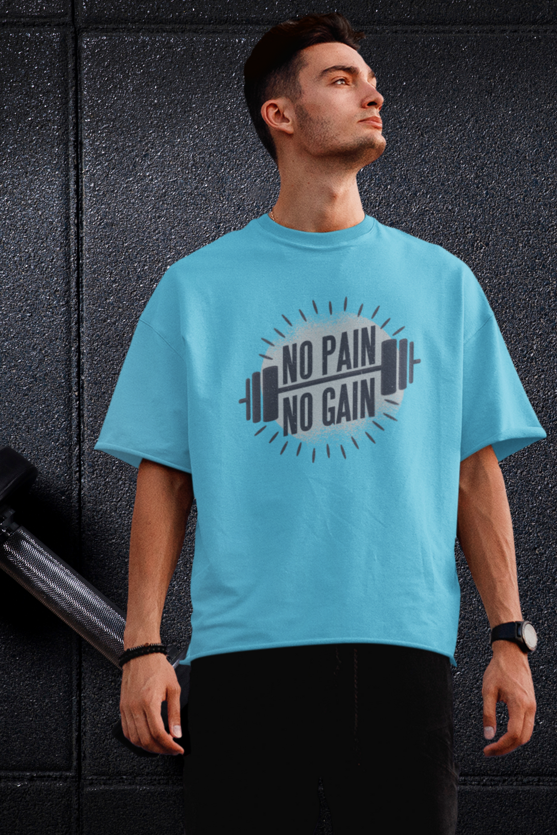 No Pain No Gain Printed Oversized T-Shirt For Men - WowWaves - 4