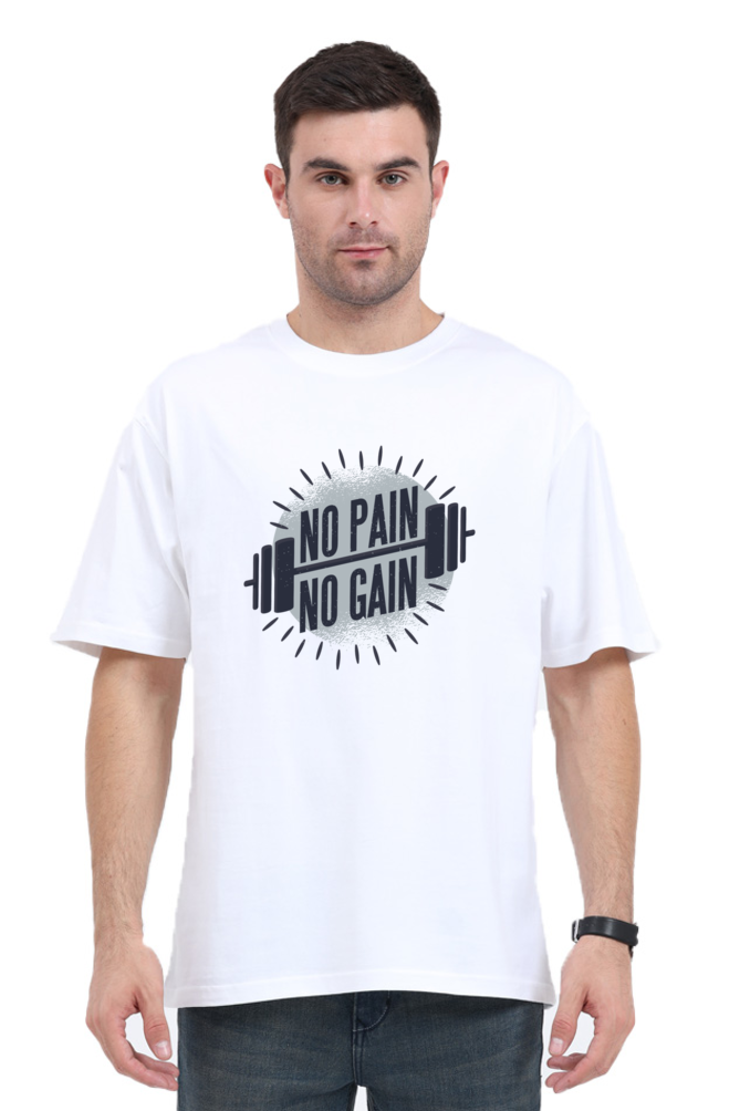 No Pain No Gain Printed Oversized T-Shirt For Men - WowWaves - 7