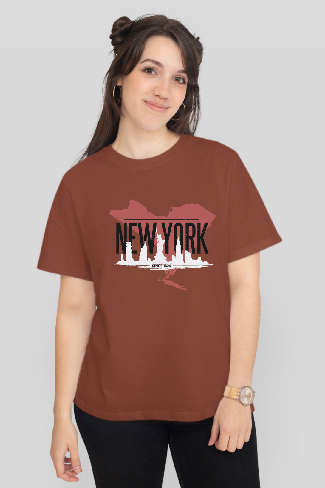 Nyc Skyline Printed T-Shirt For Women - WowWaves - 6