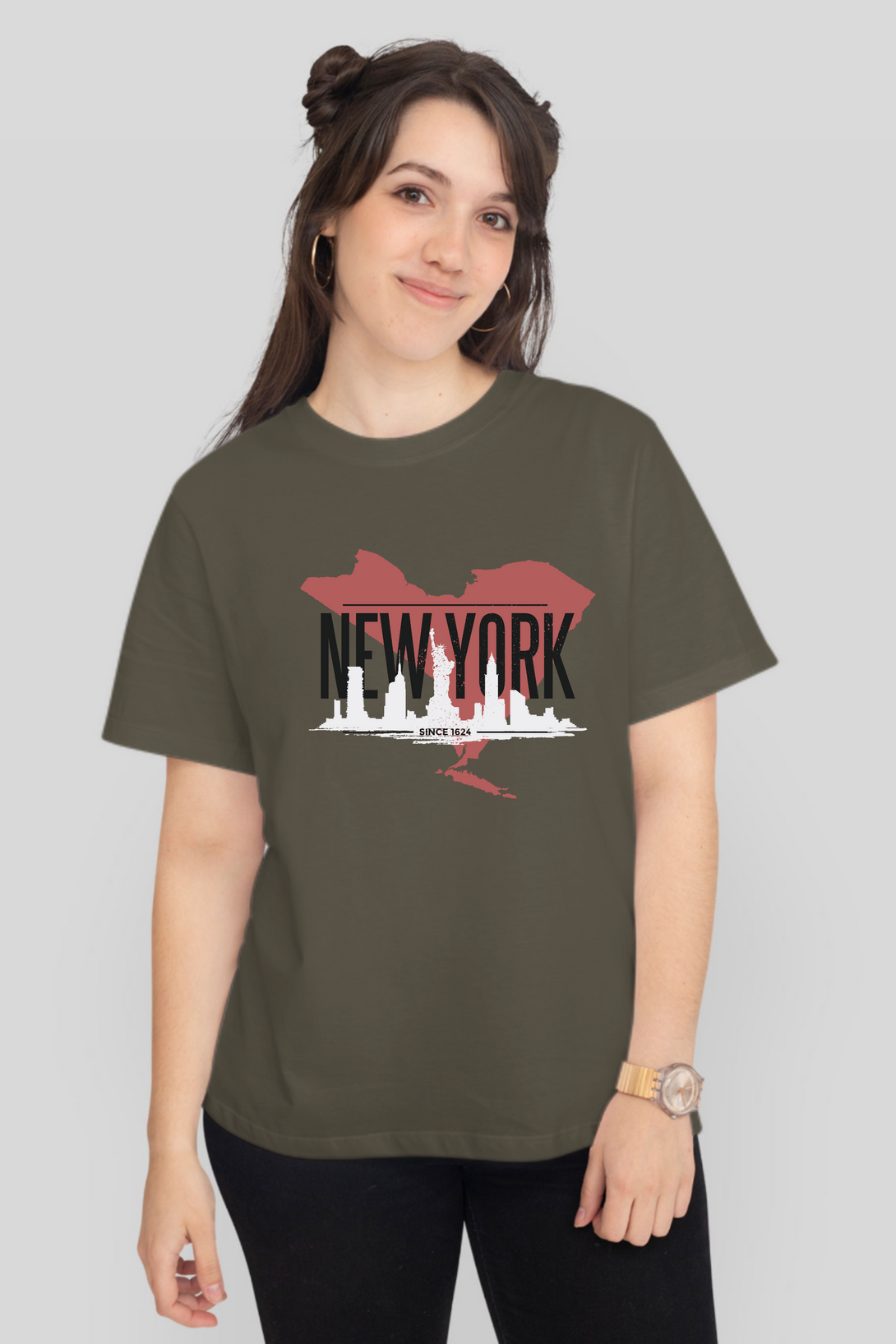 Nyc Skyline Printed T-Shirt For Women - WowWaves - 7