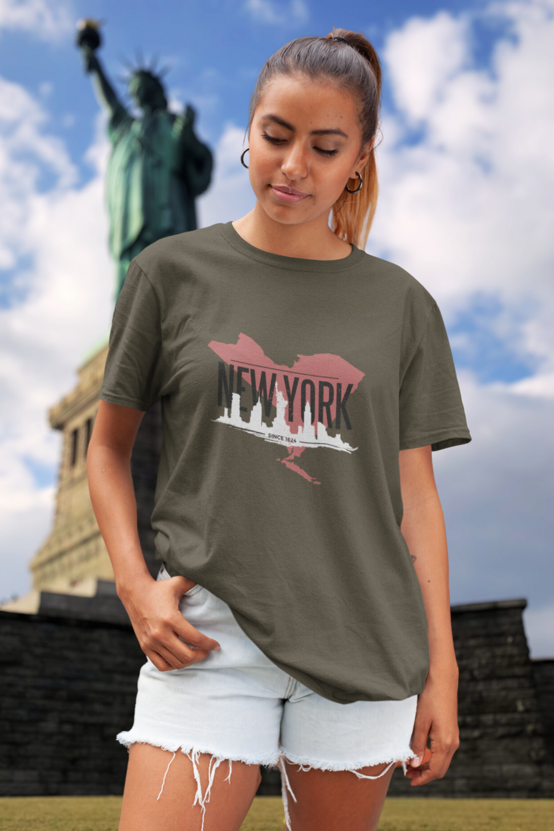 Nyc Skyline Printed T-Shirt For Women - WowWaves - 3