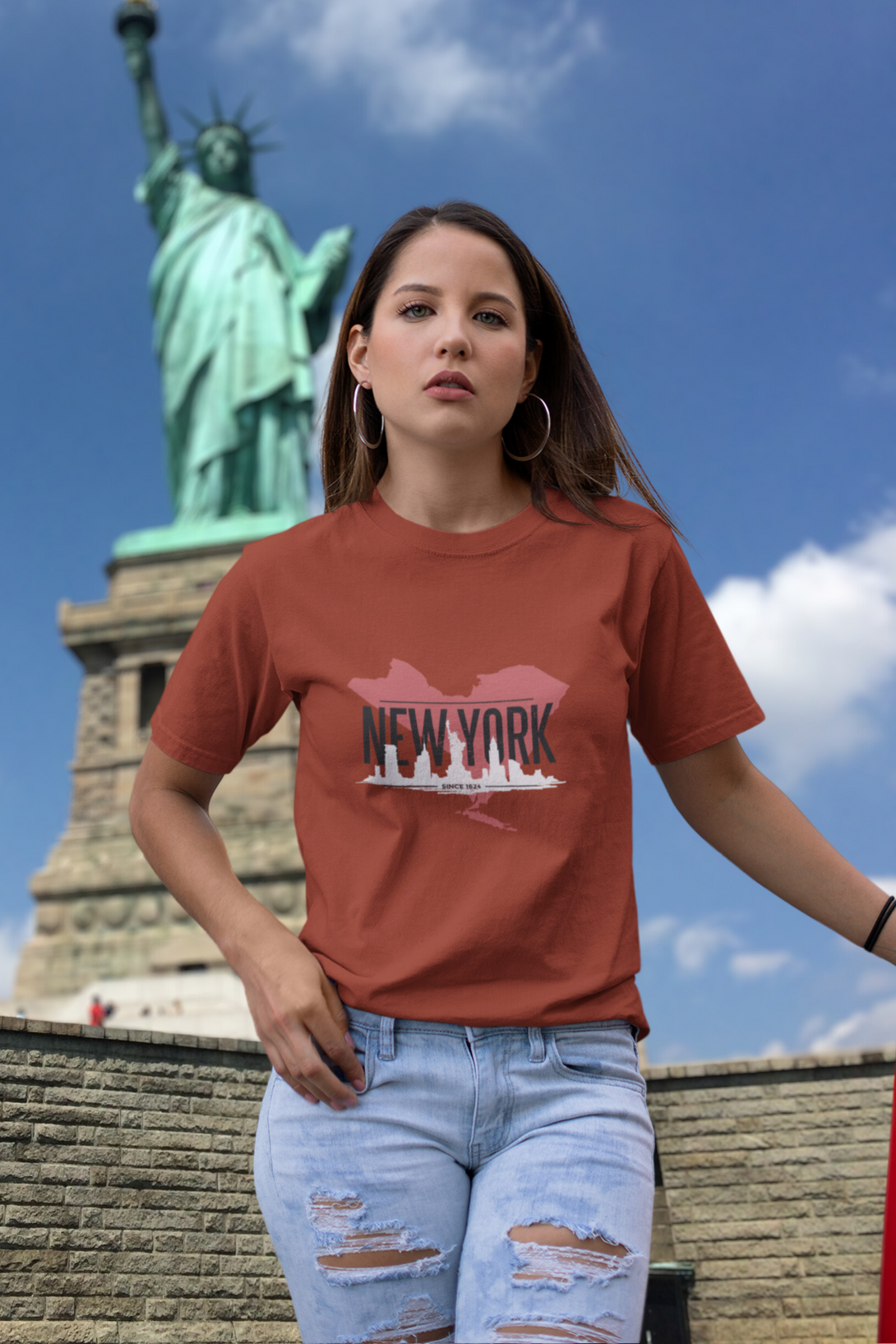 Nyc Skyline Printed T-Shirt For Women - WowWaves - 5