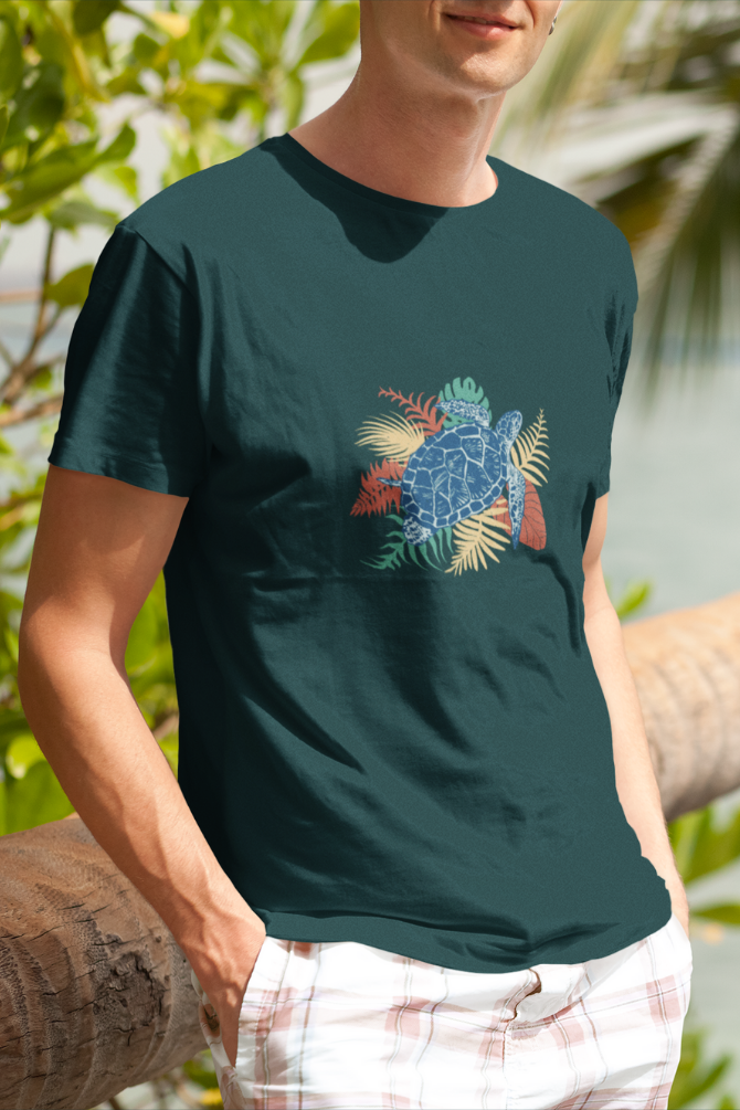 Tropical Sea Turtle Printed T-Shirt For Men - WowWaves - 6