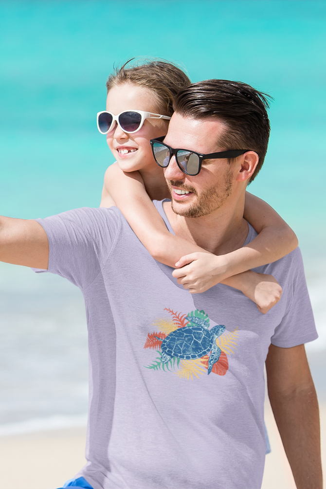 Tropical Sea Turtle Printed T-Shirt For Men - WowWaves - 5