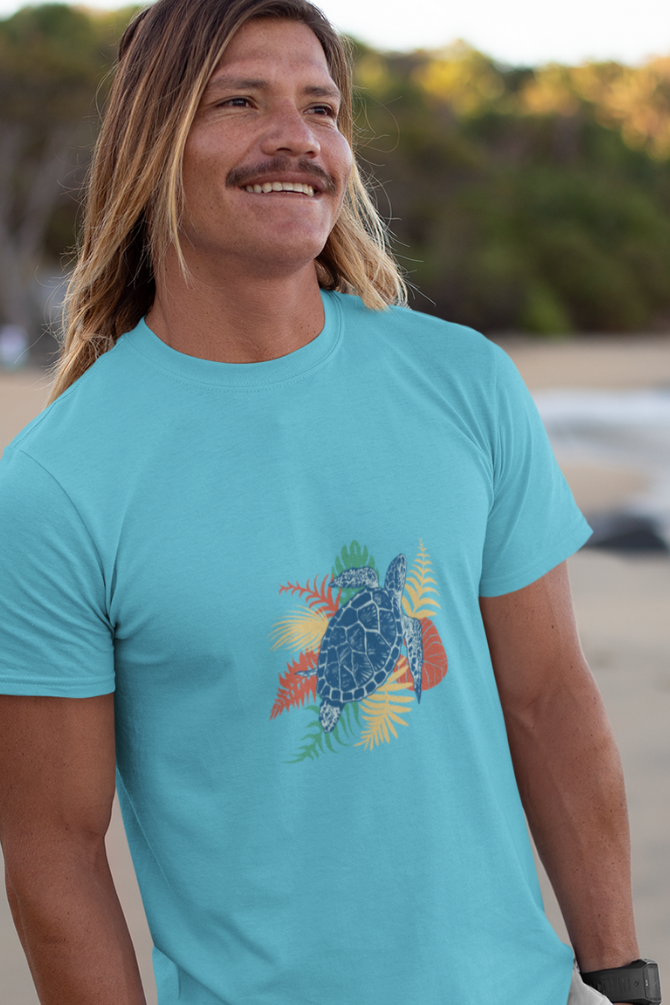 Tropical Sea Turtle Printed T-Shirt For Men - WowWaves - 3
