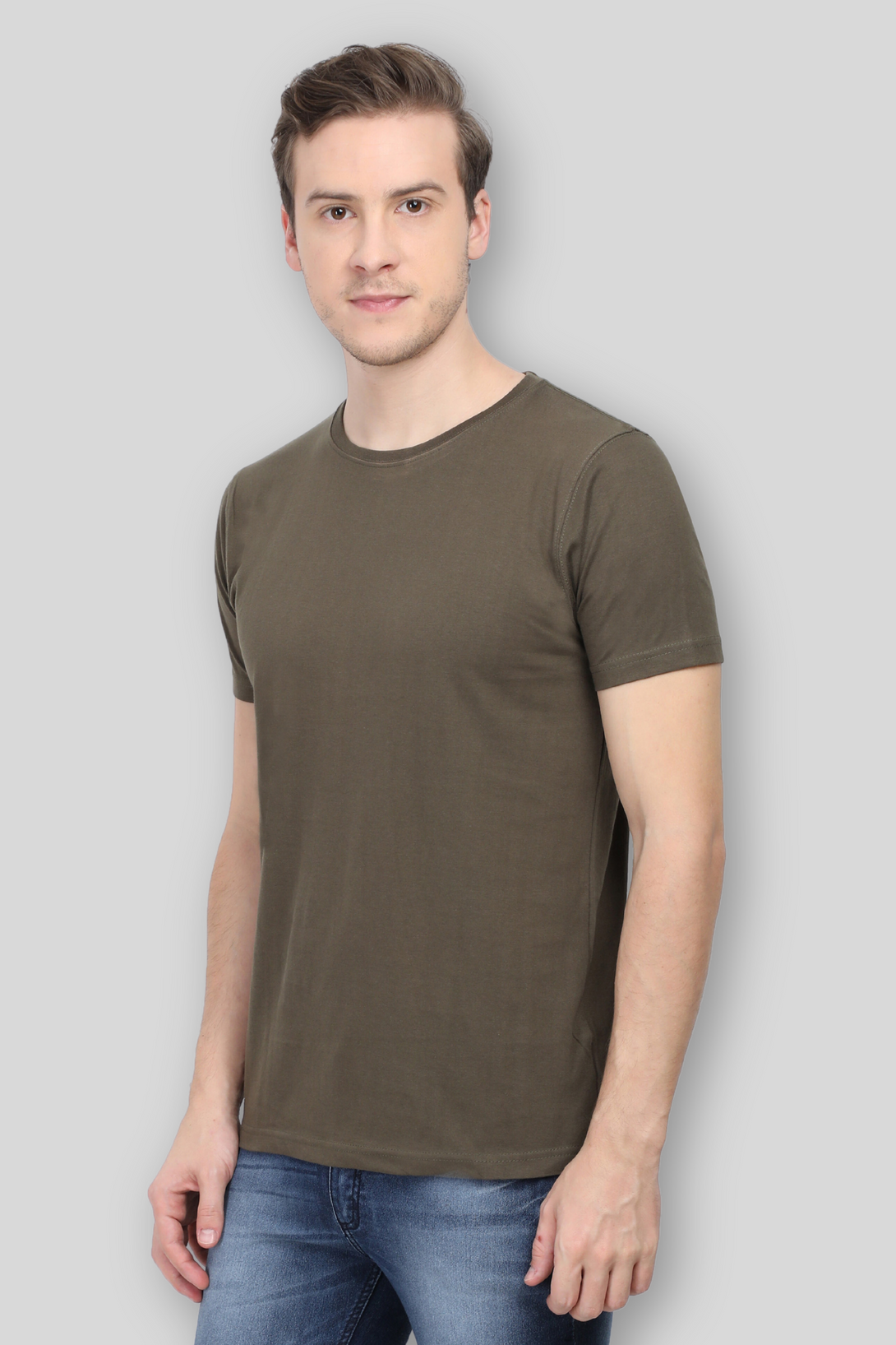 Olive Green T-Shirt For Men - WowWaves - 1
