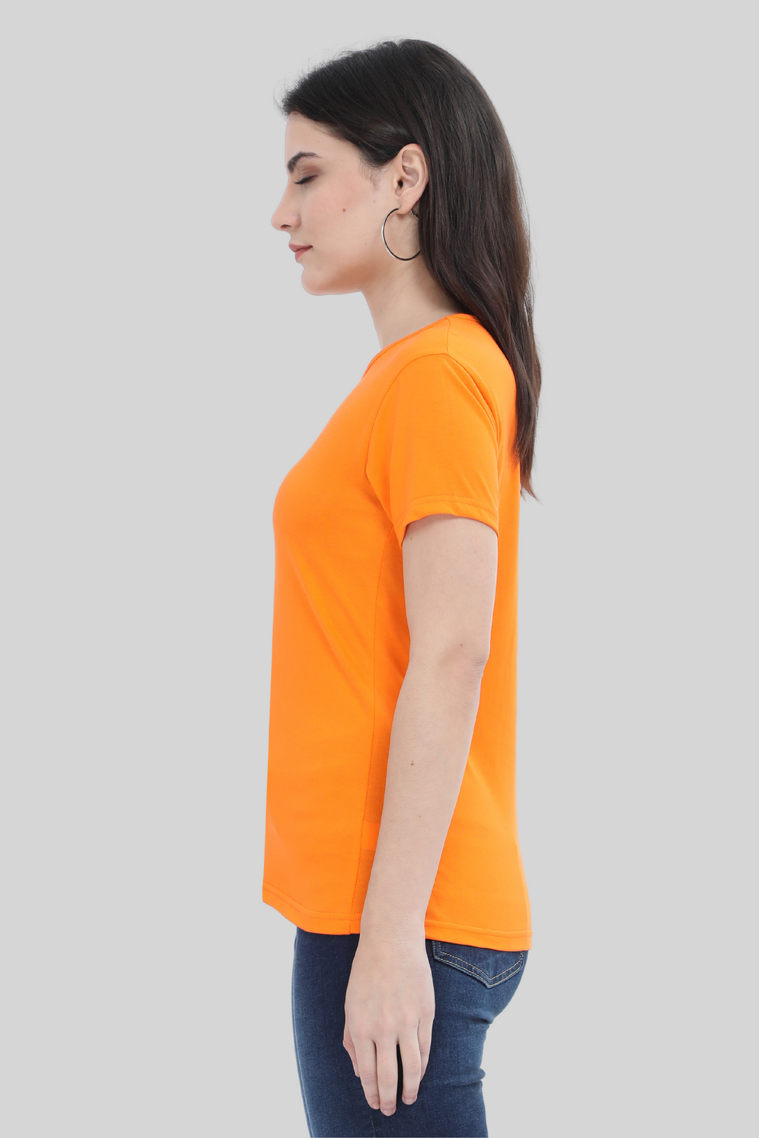 Orange Scoop Neck T-Shirt For Women - WowWaves - 2