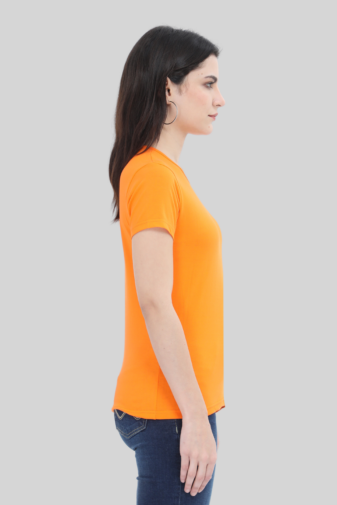 Orange Scoop Neck T-Shirt For Women - WowWaves - 1