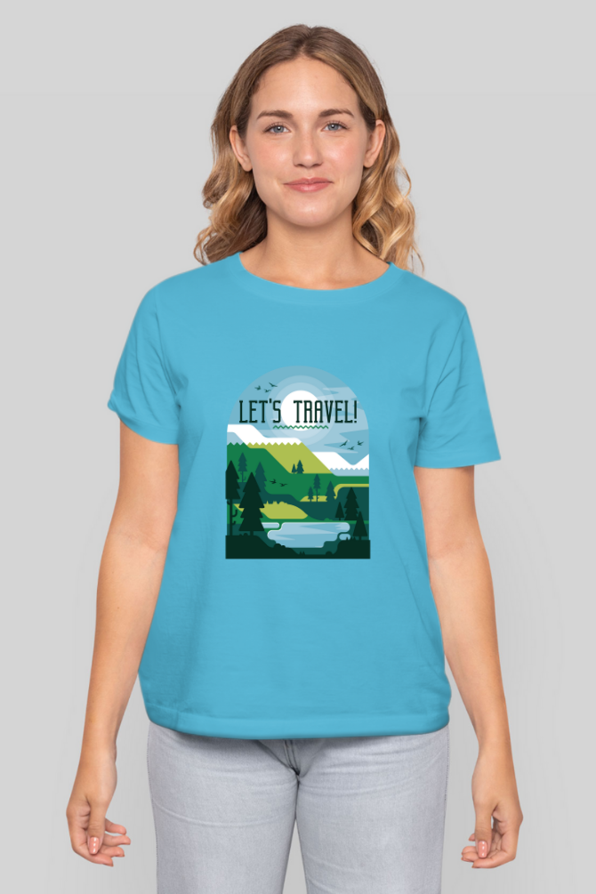 Let'S Travel Printed T-Shirt For Women - WowWaves - 8