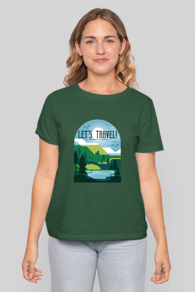 Let'S Travel Printed T-Shirt For Women - WowWaves - 7