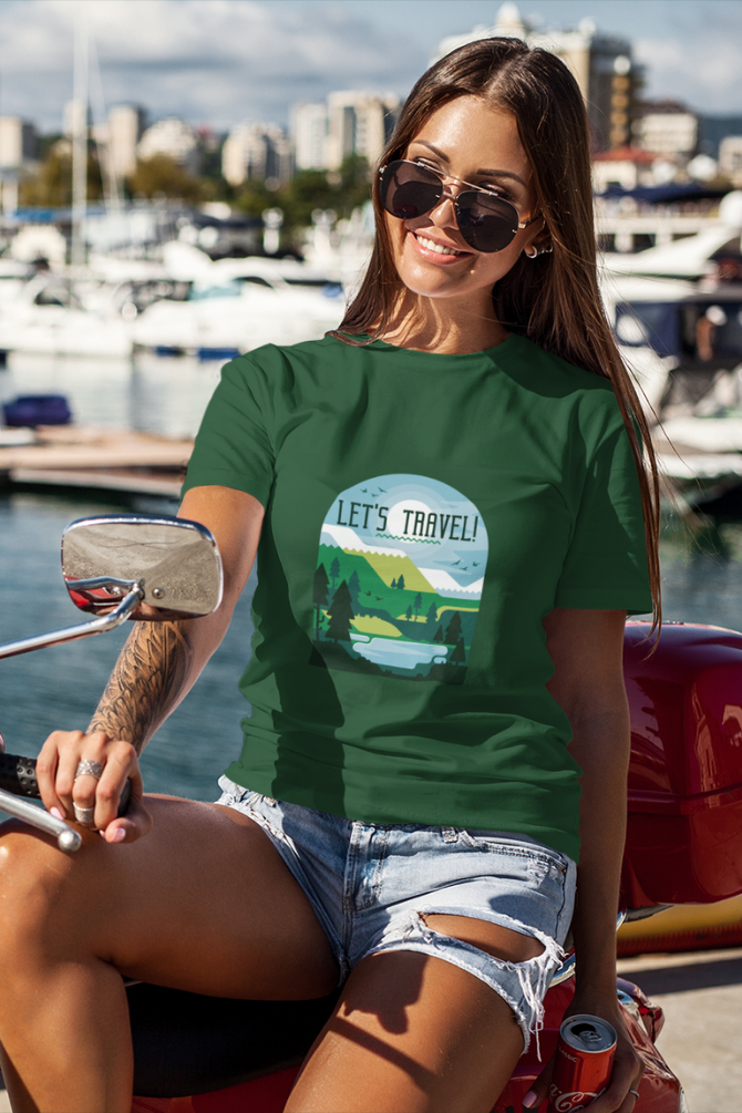 Let'S Travel Printed T-Shirt For Women - WowWaves - 2