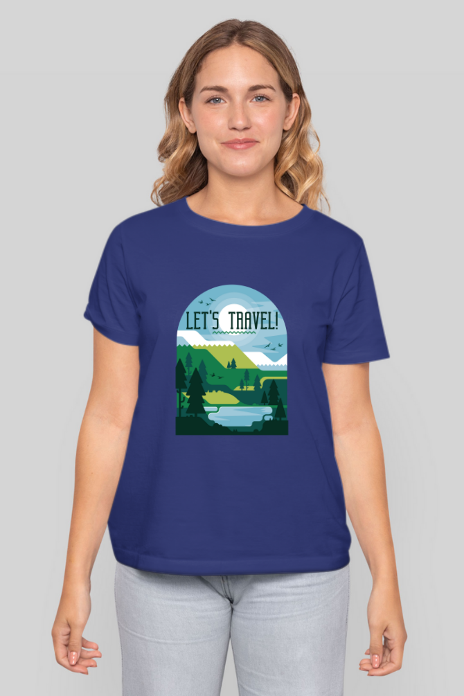 Let'S Travel Printed T-Shirt For Women - WowWaves - 9