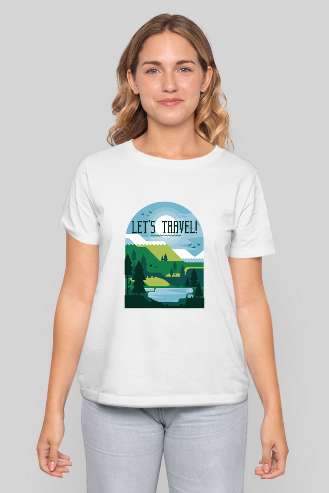 Let'S Travel Printed T-Shirt For Women - WowWaves - 11