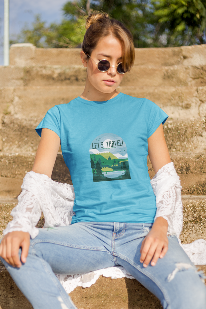 Let'S Travel Printed T-Shirt For Women - WowWaves - 3