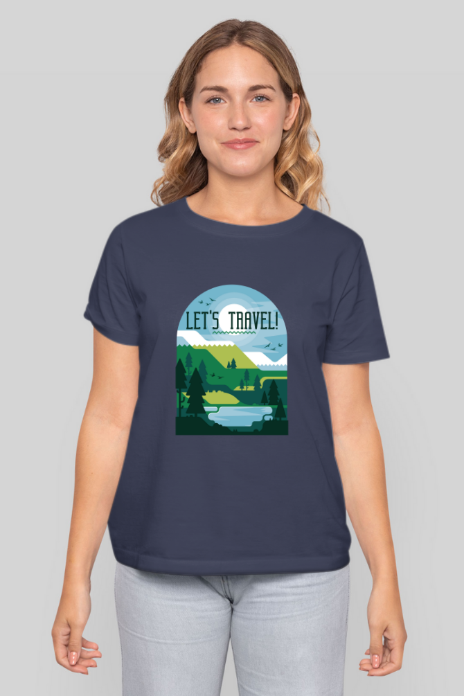 Let'S Travel Printed T-Shirt For Women - WowWaves - 10