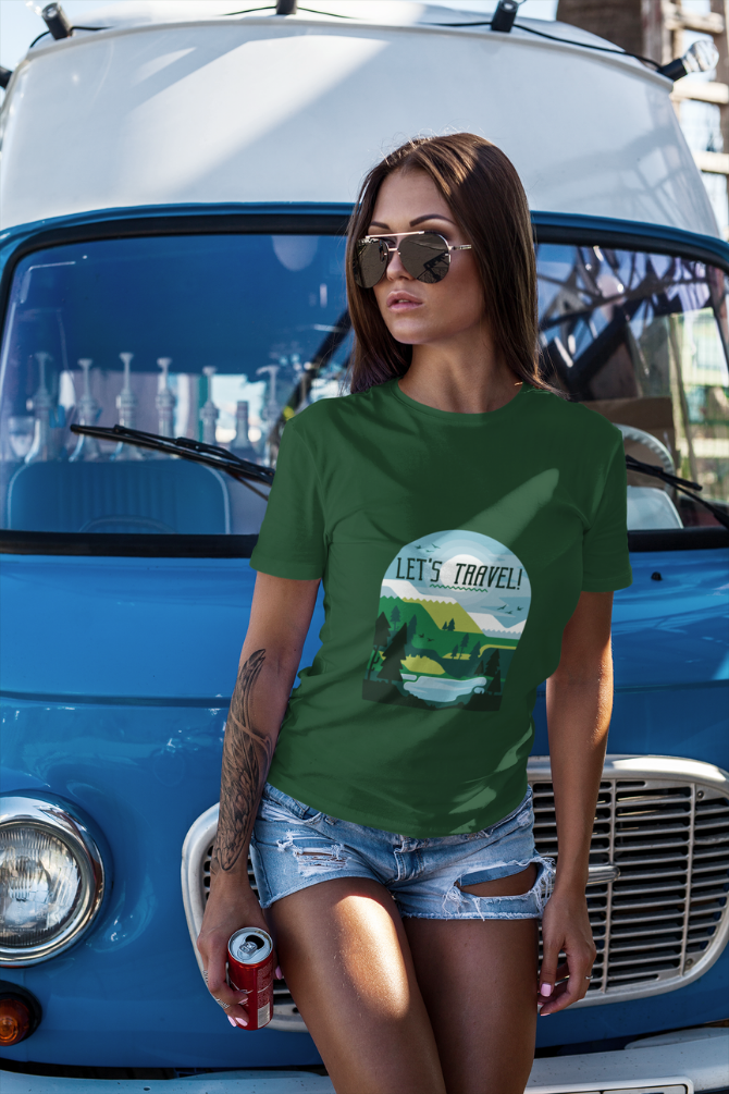 Let'S Travel Printed T-Shirt For Women - WowWaves - 6