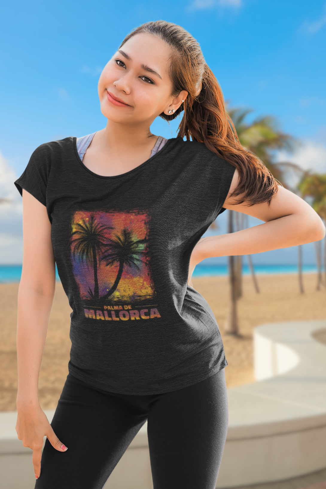 Palma De Mallorca Printed Scoop Neck T-Shirt For Women - WowWaves - 3