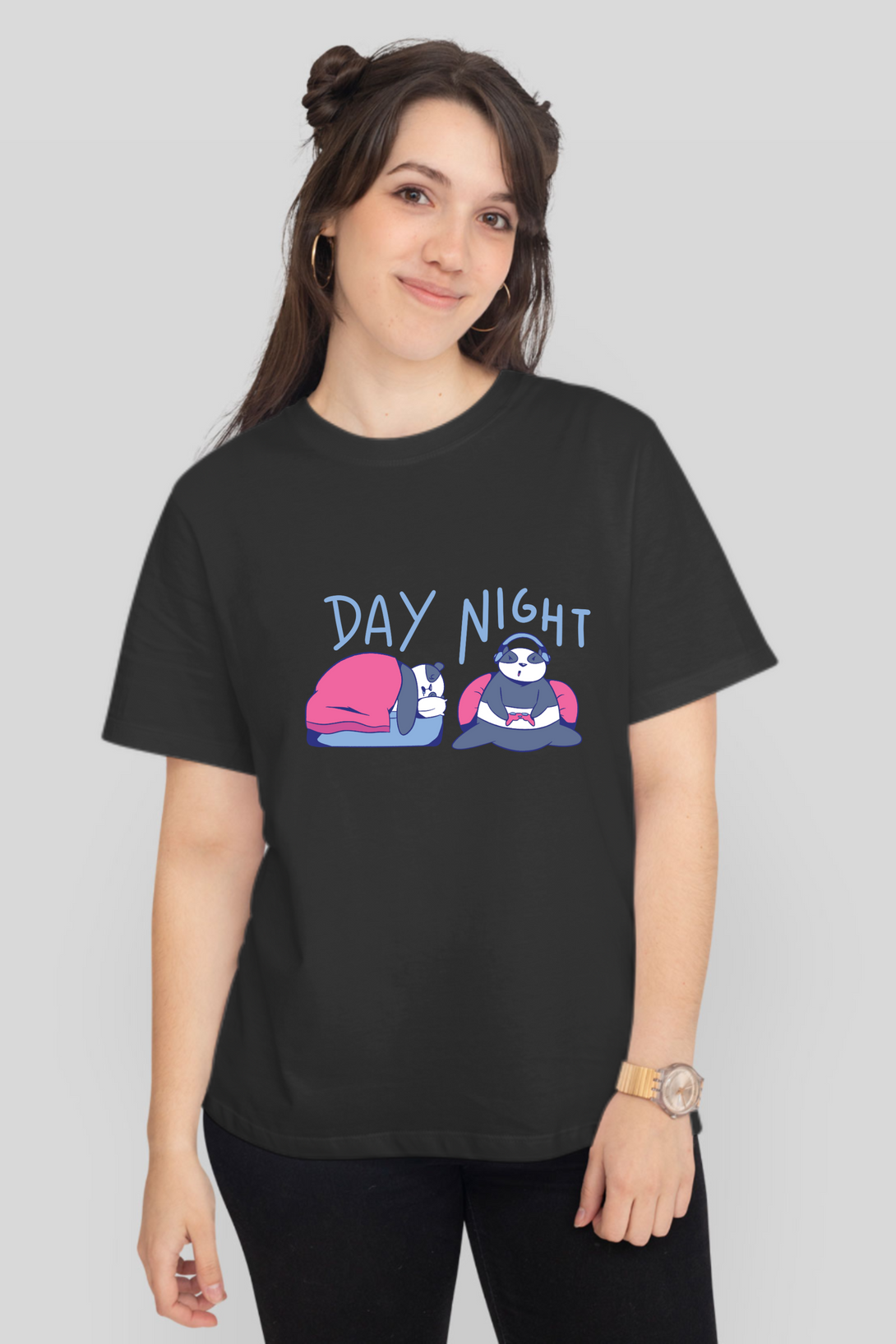 Panda Gamer Printed T-Shirt For Women - WowWaves - 7