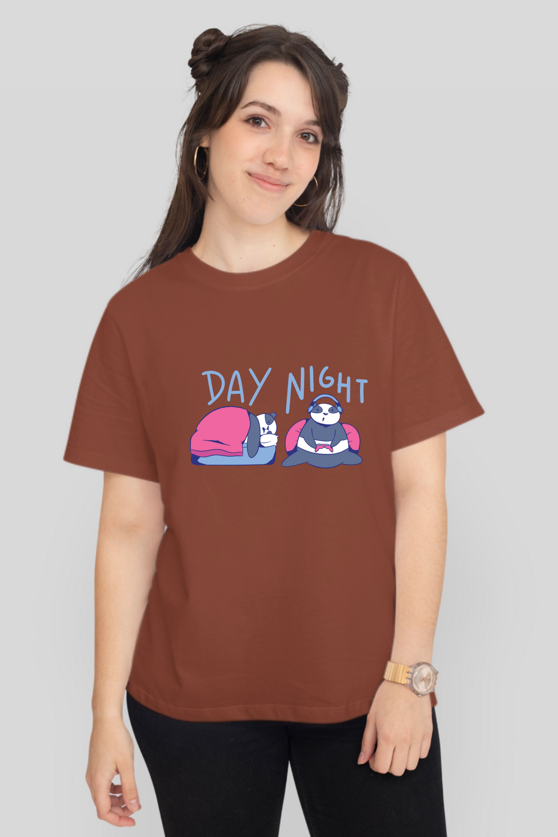 Panda Gamer Printed T-Shirt For Women - WowWaves - 9